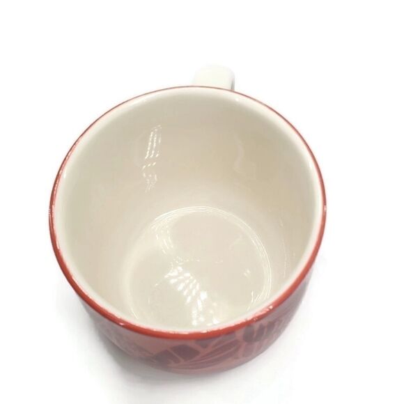 Starbucks 2011 Seasoning Scents White & Cranberry Hand Painted Leaf Print Mug - Picture 5 of 9